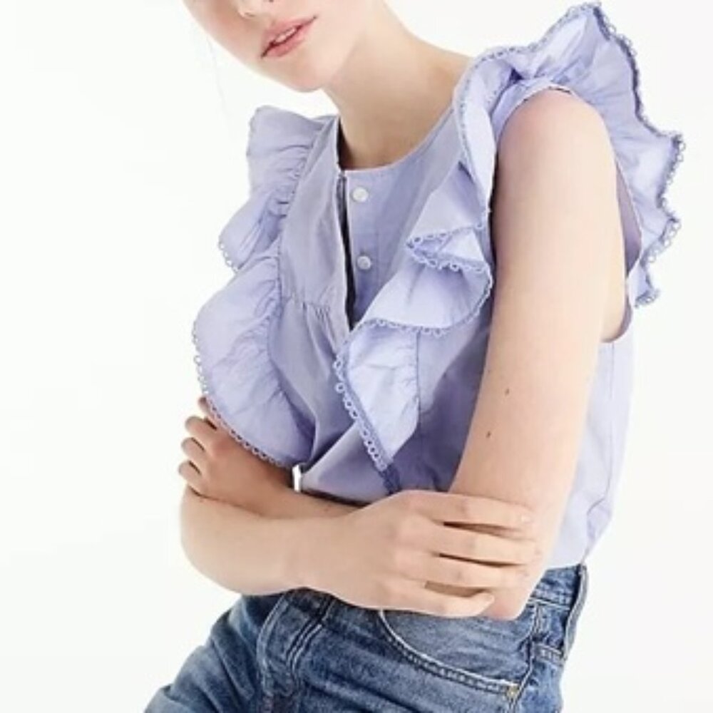 NWT J Crew Ruffle Front Top Size 4 - Picture 2 of 3